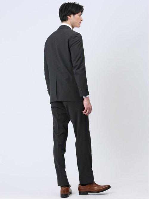 軽量ストレッチ レギュラーフィット 2ボタン2ピーススーツ チェックグレー