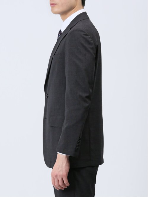 軽量ストレッチ レギュラーフィット 2ボタン2ピーススーツ チェックグレー