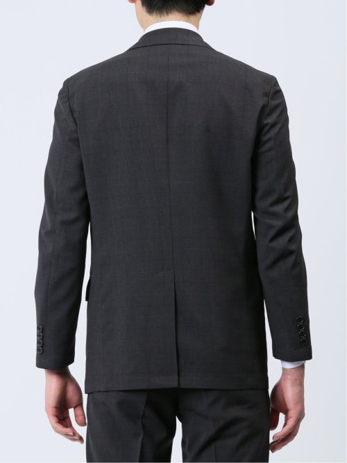 軽量ストレッチ レギュラーフィット 2ボタン2ピーススーツ チェックグレー