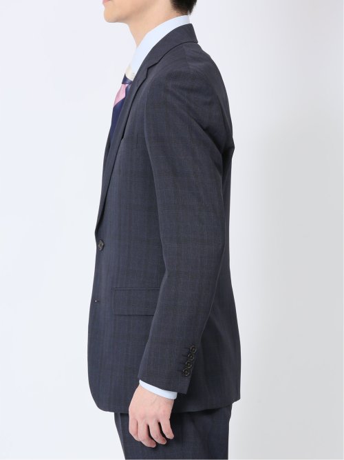 ストレッチウォッシャブル スリムフィット 2ボタン2ピーススーツ チェック紺