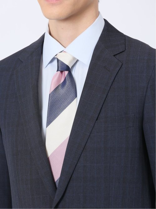 ストレッチウォッシャブル スリムフィット 2ボタン2ピーススーツ チェック紺