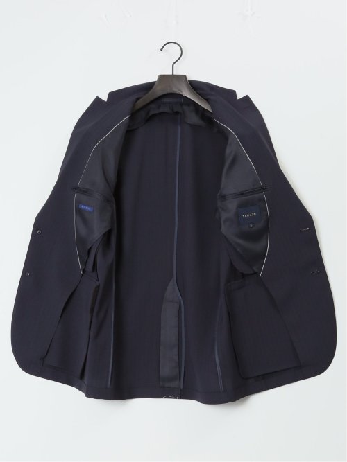 軽量ストレッチ レギュラーフィット 2ボタン2ピーススーツ ストライプ紺