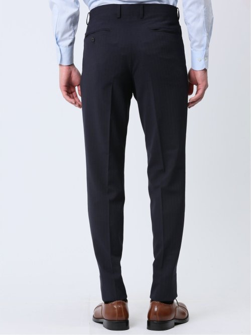 軽量ストレッチ レギュラーフィット 2ボタン2ピーススーツ ストライプ紺