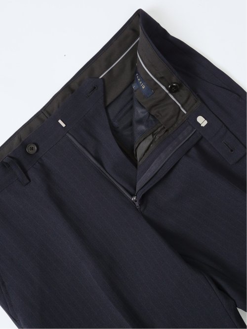 軽量ストレッチ レギュラーフィット 2ボタン2ピーススーツ ストライプ紺