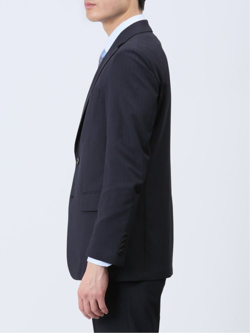 軽量ストレッチ レギュラーフィット 2ボタン2ピーススーツ ストライプ紺