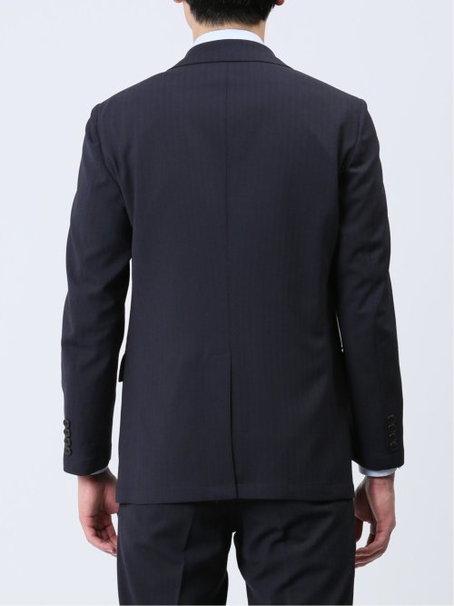 軽量ストレッチ レギュラーフィット 2ボタン2ピーススーツ ストライプ紺