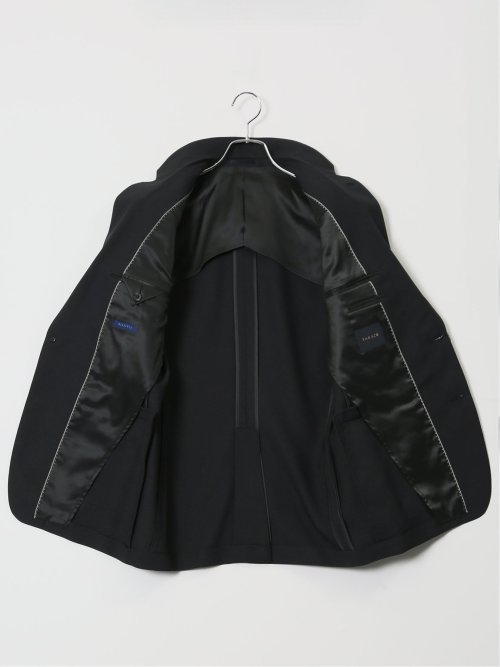 ストレッチウォッシャブル スリムフィット 2ボタン2ピーススーツ ジオメトリック黒