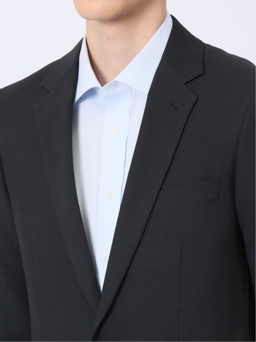 ストレッチウォッシャブル スリムフィット 2ボタン2ピーススーツ ジオメトリック黒