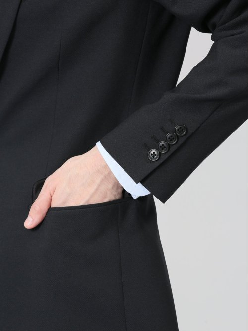 ストレッチウォッシャブル スリムフィット 2ボタン2ピーススーツ ジオメトリック黒