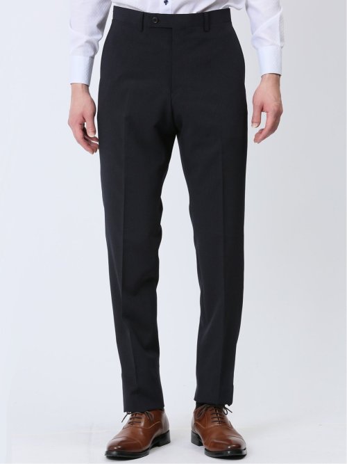 ストレッチウォッシャブル レギュラーフィット 2ボタン2パンツスーツ ストライプ紺