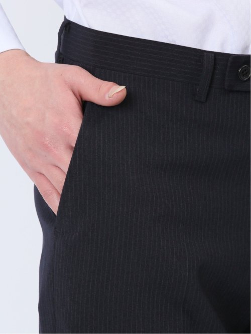 ストレッチウォッシャブル レギュラーフィット 2ボタン2パンツスーツ ストライプ紺