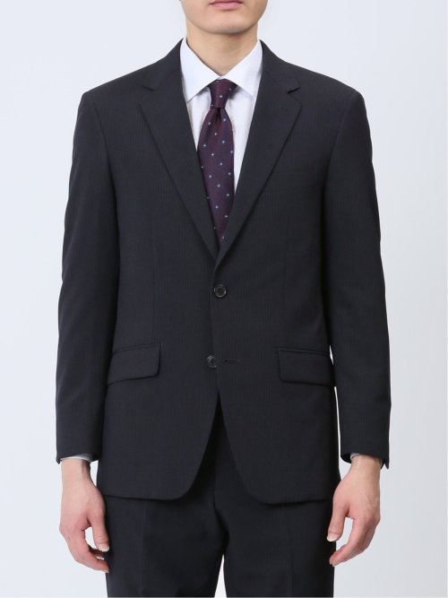 ストレッチウォッシャブル レギュラーフィット 2ボタン2パンツスーツ ストライプ紺