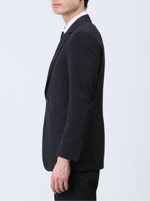 ストレッチウォッシャブル レギュラーフィット 2ボタン2パンツスーツ ストライプ紺