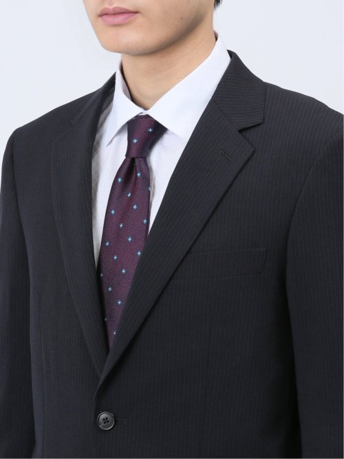 ストレッチウォッシャブル レギュラーフィット 2ボタン2パンツスーツ ストライプ紺