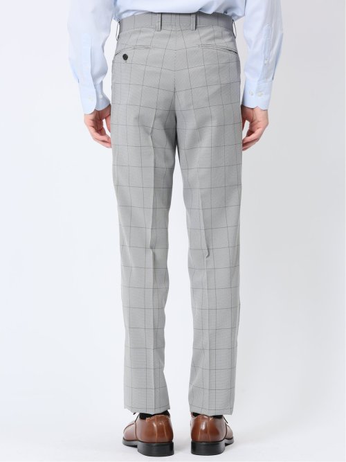 ストレッチウォッシャブル スリムフィット 2ボタン2ピーススーツ チェックライトグレー