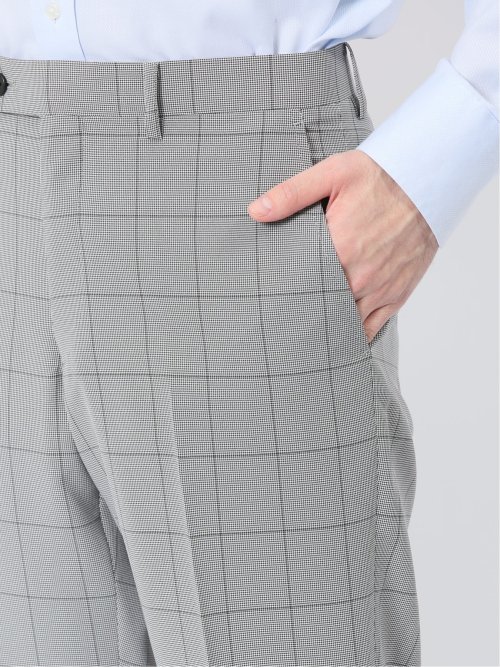 ストレッチウォッシャブル スリムフィット 2ボタン2ピーススーツ チェックライトグレー