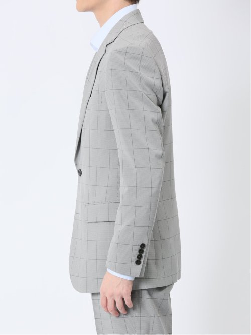 ストレッチウォッシャブル スリムフィット 2ボタン2ピーススーツ チェックライトグレー