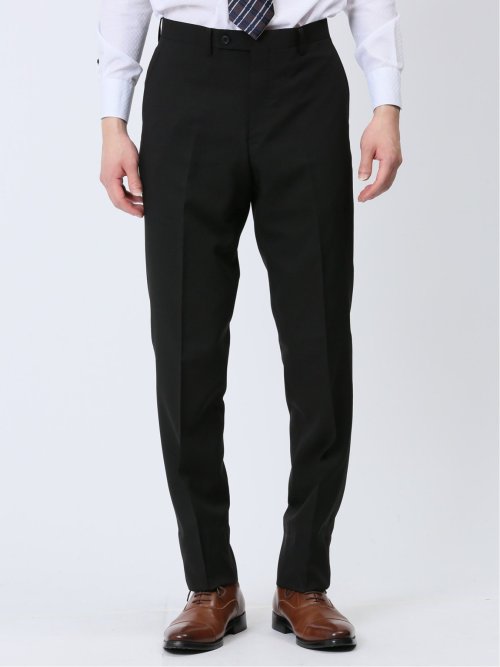 ストレッチウォッシャブル レギュラーフィット 2ボタン2パンツスーツ 組織黒