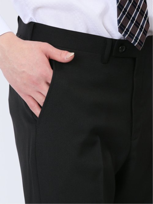 ストレッチウォッシャブル レギュラーフィット 2ボタン2パンツスーツ 組織黒