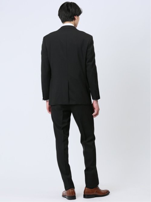 ストレッチウォッシャブル レギュラーフィット 2ボタン2パンツスーツ 組織黒