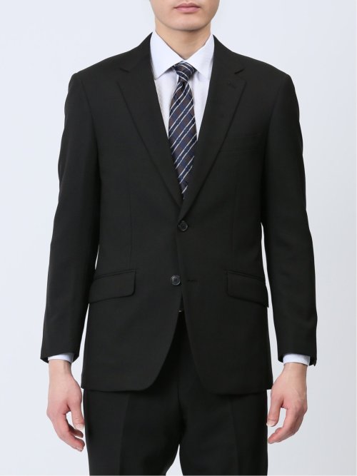 ストレッチウォッシャブル レギュラーフィット 2ボタン2パンツスーツ 組織黒