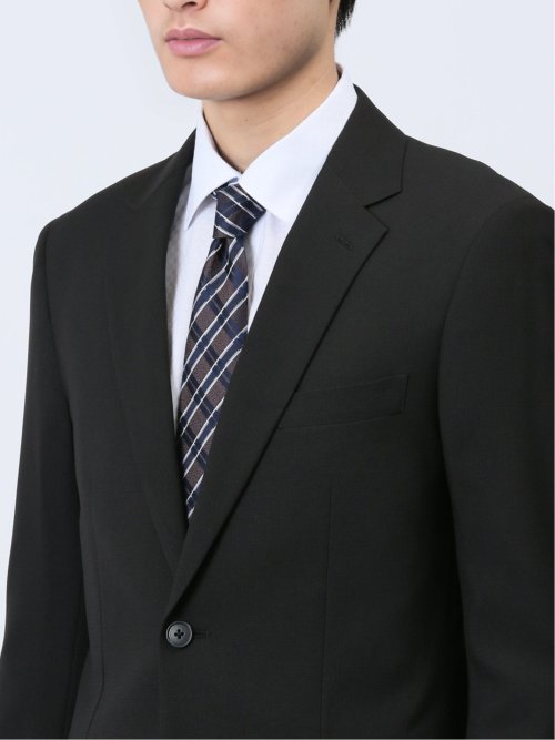 ストレッチウォッシャブル レギュラーフィット 2ボタン2パンツスーツ 組織黒