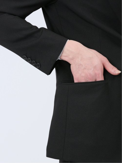 ストレッチウォッシャブル レギュラーフィット 2ボタン2パンツスーツ 組織黒