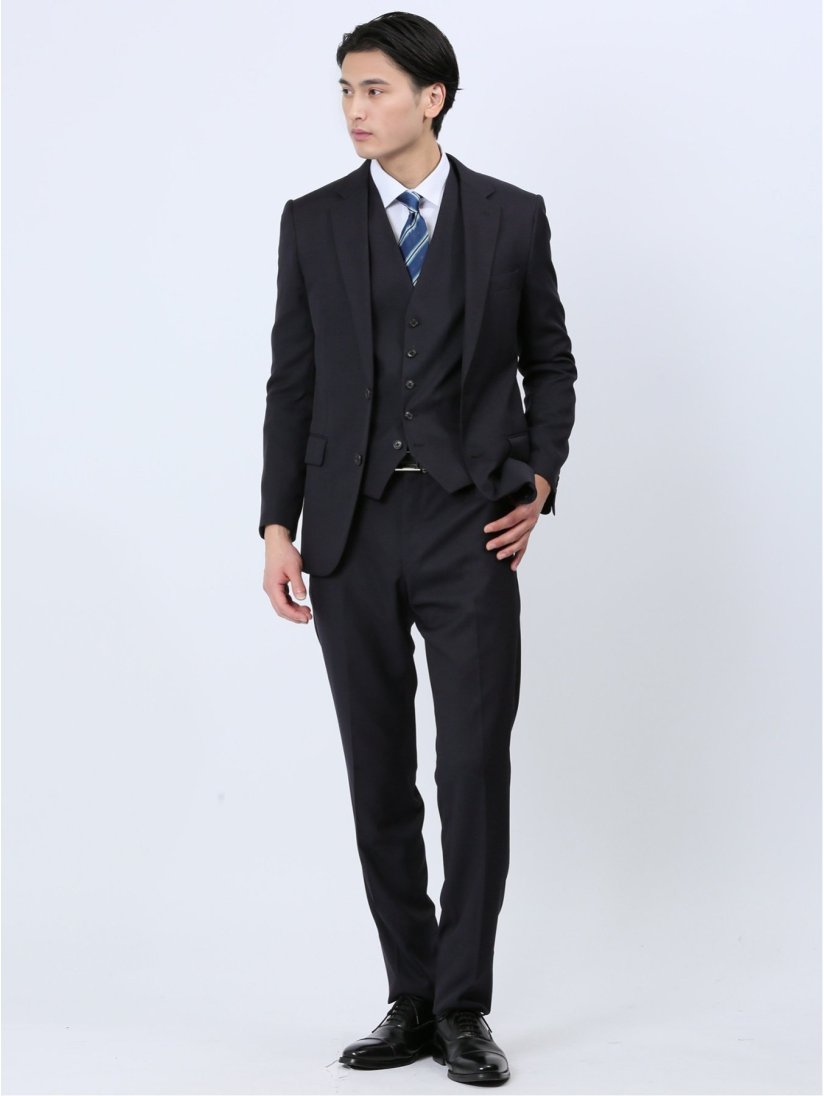 ストレッチウォッシャブル スリムフィット 2ボタン3ピーススーツ  