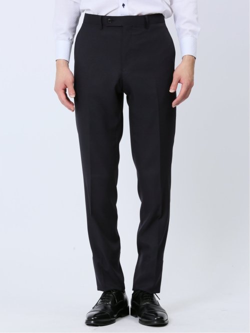 ストレッチウォッシャブル スリムフィット 2ボタン3ピーススーツ チェック紺