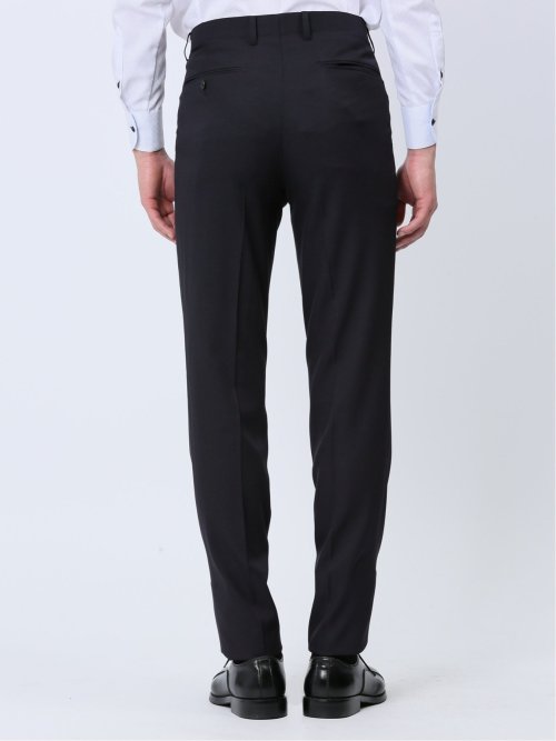 ストレッチウォッシャブル スリムフィット 2ボタン3ピーススーツ チェック紺