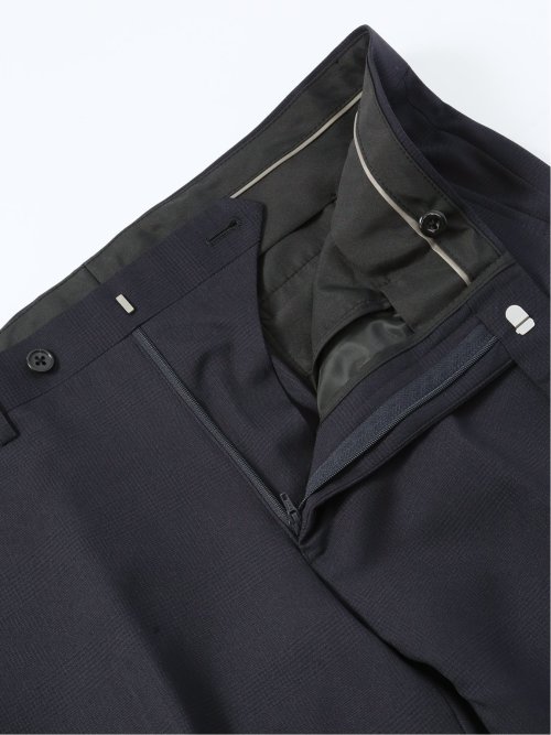 ストレッチウォッシャブル スリムフィット 2ボタン3ピーススーツ チェック紺