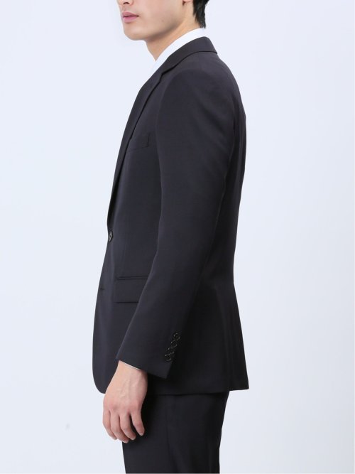 ストレッチウォッシャブル スリムフィット 2ボタン3ピーススーツ チェック紺