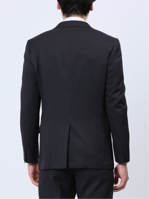 ストレッチウォッシャブル スリムフィット 2ボタン3ピーススーツ チェック紺