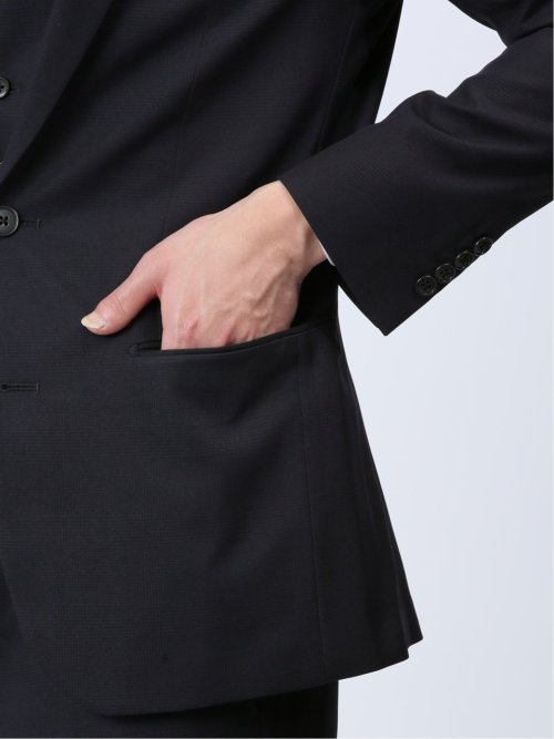 ストレッチウォッシャブル スリムフィット 2ボタン3ピーススーツ チェック紺