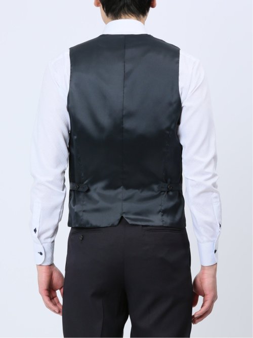 ストレッチウォッシャブル スリムフィット 2ボタン3ピーススーツ チェック紺