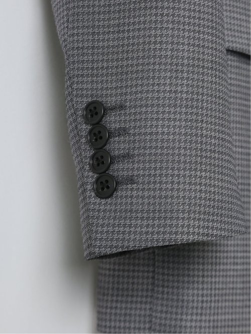 光沢ウール混 スリムフィット 2ボタン3ピーススーツ 千鳥グレー