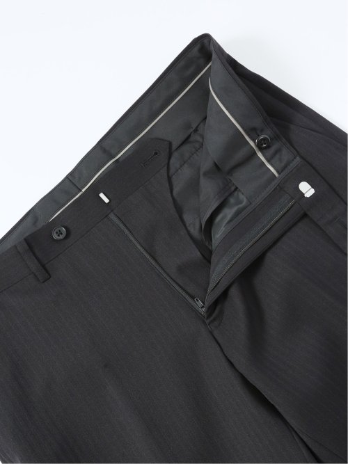 ストレッチウォッシャブル スリムフィット 2ボタン3ピーススーツ ストライプ黒