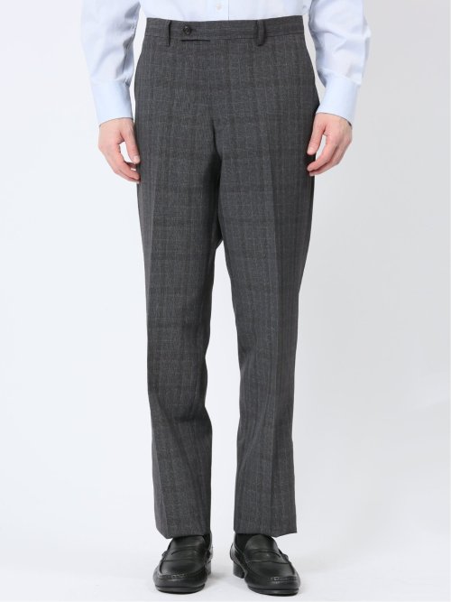 ストレッチウォッシャブル レギュラーフィット 2ボタン2ピーススーツ チェックグレー