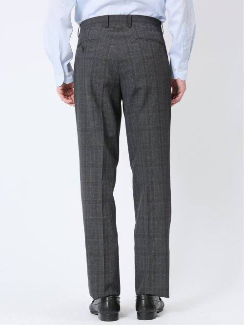 ストレッチウォッシャブル レギュラーフィット 2ボタン2ピーススーツ チェックグレー