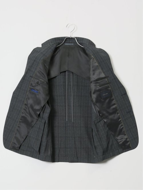 ストレッチウォッシャブル レギュラーフィット 2ボタン2ピーススーツ チェックグレー