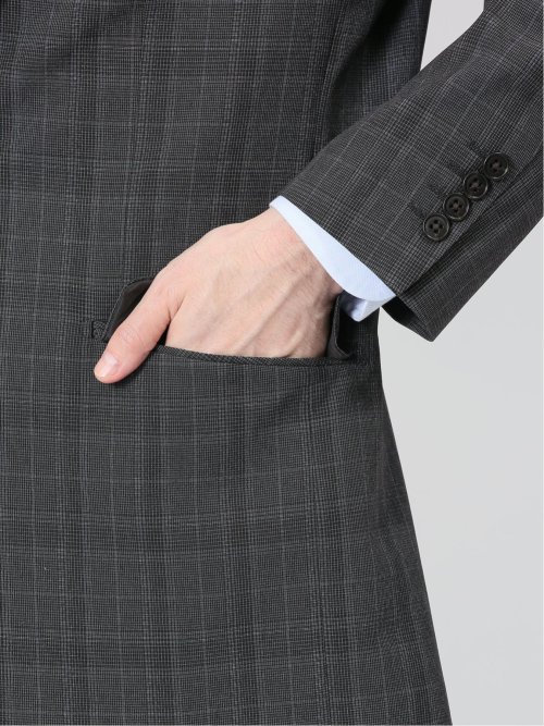 ストレッチウォッシャブル レギュラーフィット 2ボタン2ピーススーツ チェックグレー