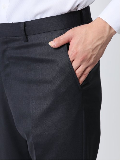 光沢ウール混 スリムフィット 2ボタン4ピース6WAYスーツ 組織紺