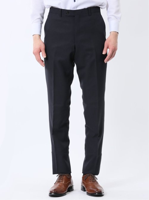 ストレッチウォッシャブル スリムフィット 2ボタン2ピーススーツ カルゼ紺