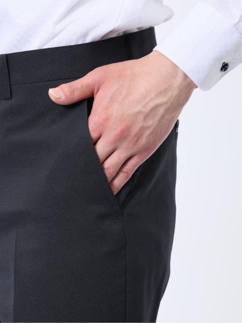 ストレッチウォッシャブル スリムフィット 2ボタン2ピーススーツ カルゼ紺