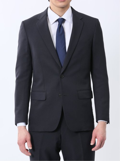 ストレッチウォッシャブル スリムフィット 2ボタン2ピーススーツ カルゼ紺