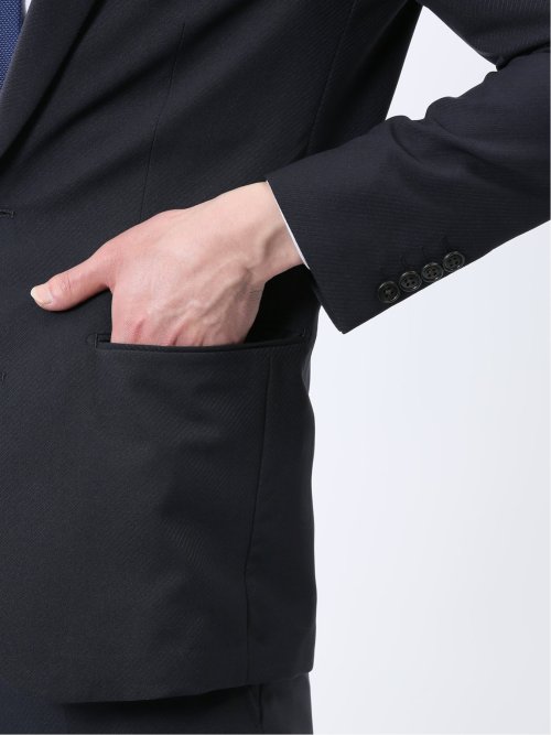 ストレッチウォッシャブル スリムフィット 2ボタン2ピーススーツ カルゼ紺