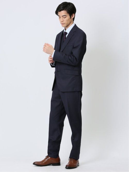 ウール混 レギュラーフィット 2ボタン3ピーススーツ シャドー