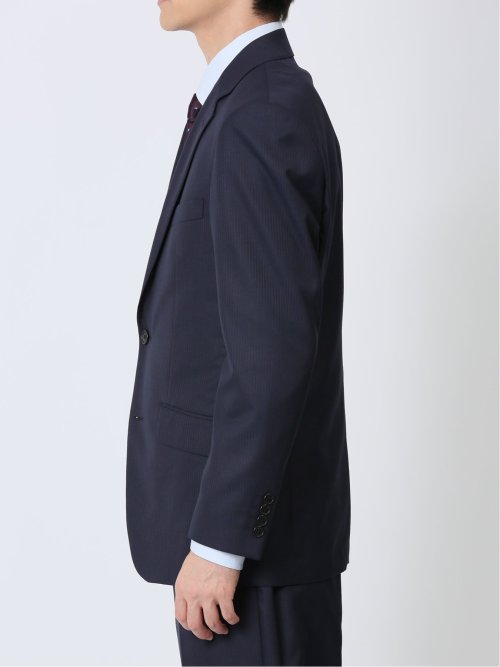 ウール混 レギュラーフィット 2ボタン3ピーススーツ シャドーストライプ紺