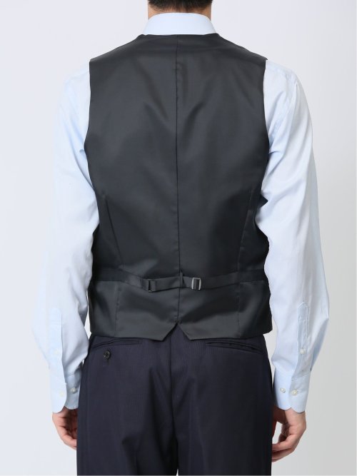 ウール混 レギュラーフィット 2ボタン3ピーススーツ シャドーストライプ紺