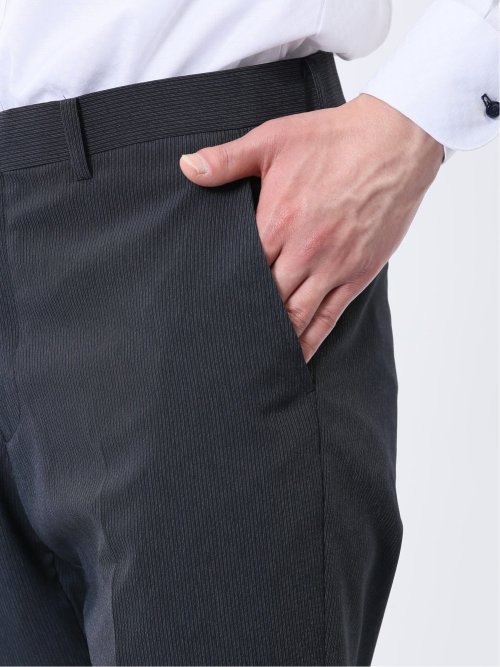 ストレッチウォッシャブル スリムフィット 2ボタン2ピーススーツ ストライプ紺